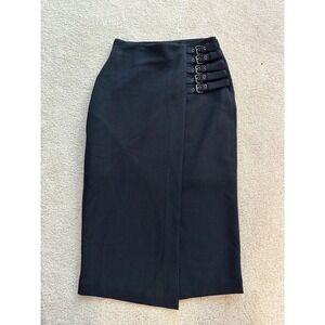 Worthington Black Pencil Skirt with Side Buckle Detail